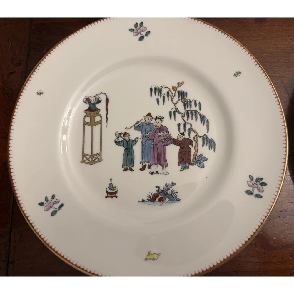 Set 12 Royal Worcester Early Worcester China Reproduction Plates Chinoiserie